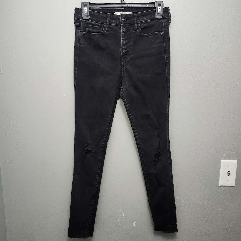 Abercrombie and Fitch women's jeans size 26 black distressed